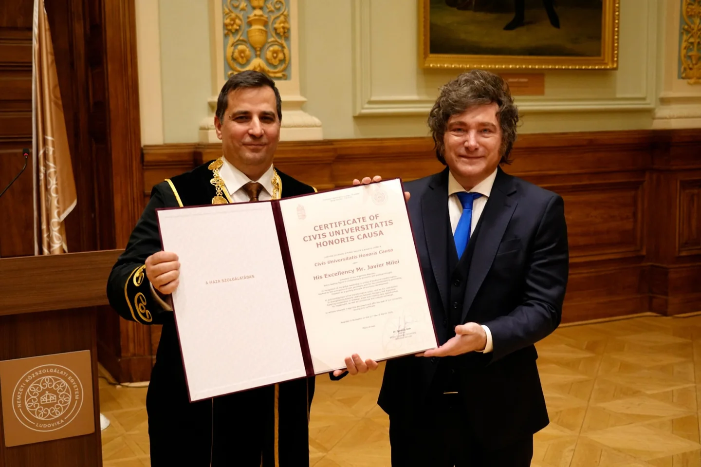 Javier Milei · Civis Universitatis Honoris Causa · Universidad Ludovika, Budapest · 21/03/2026